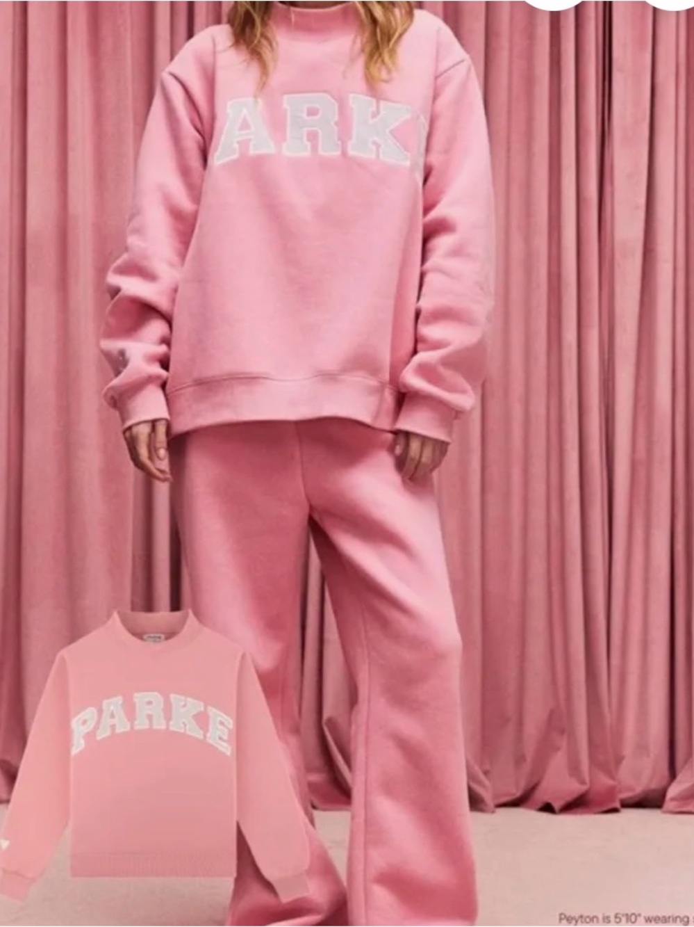 PARKE Blush + Lavender Valentine's Varsity Mockneck Sweater NEW L/XL